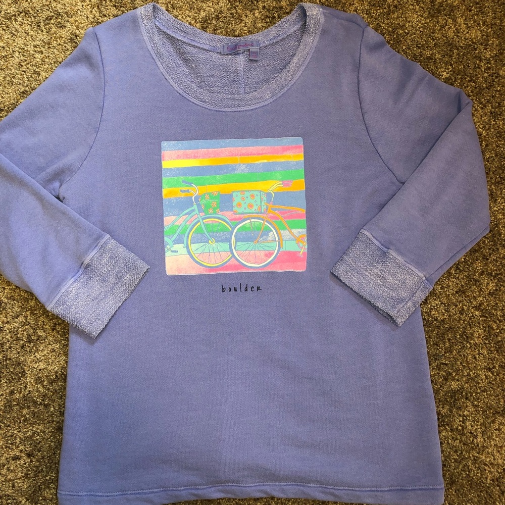 Fresh Produce Purple Sweatshirt with Bicycle Graphic